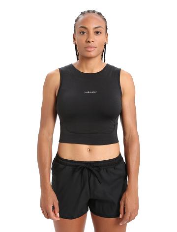 Women's Icebreaker ZoneKnit™ Merino Cropped Bra-Tank T Shirts Black | CA 1373XYUF